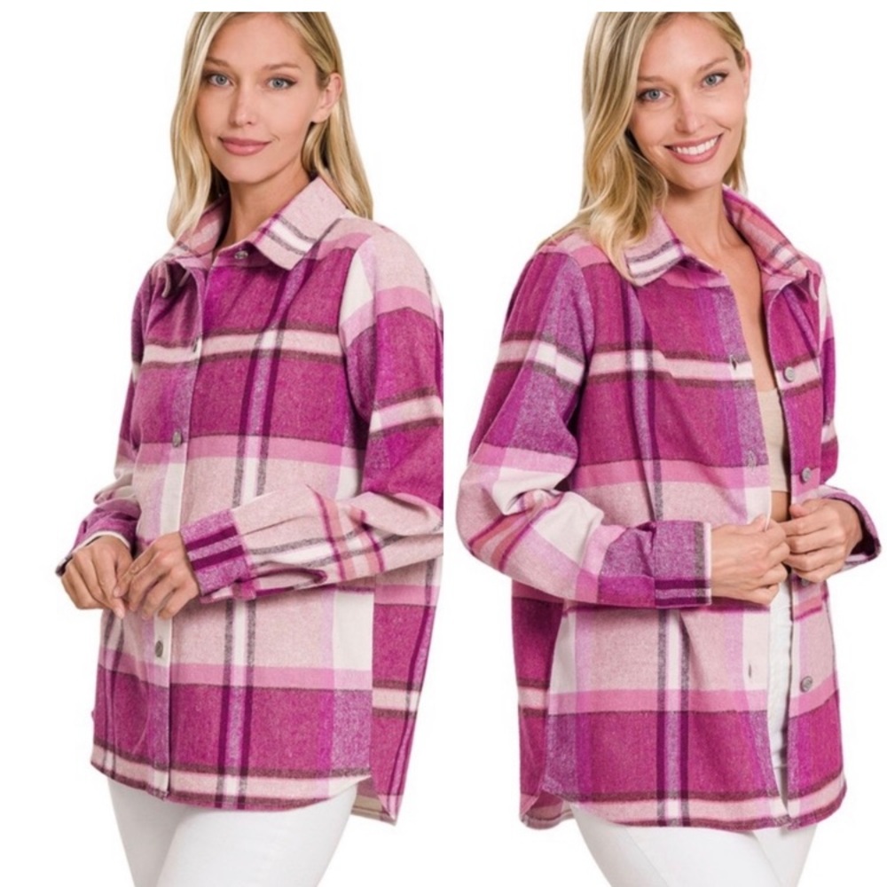 Pink plaid shacket